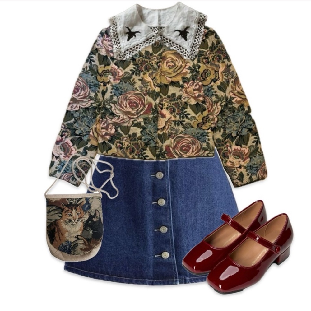 &Other Stories Fitted Jacquard Floral Vintage Cropped Suit Jacket - NWT - Picture 14 of 15